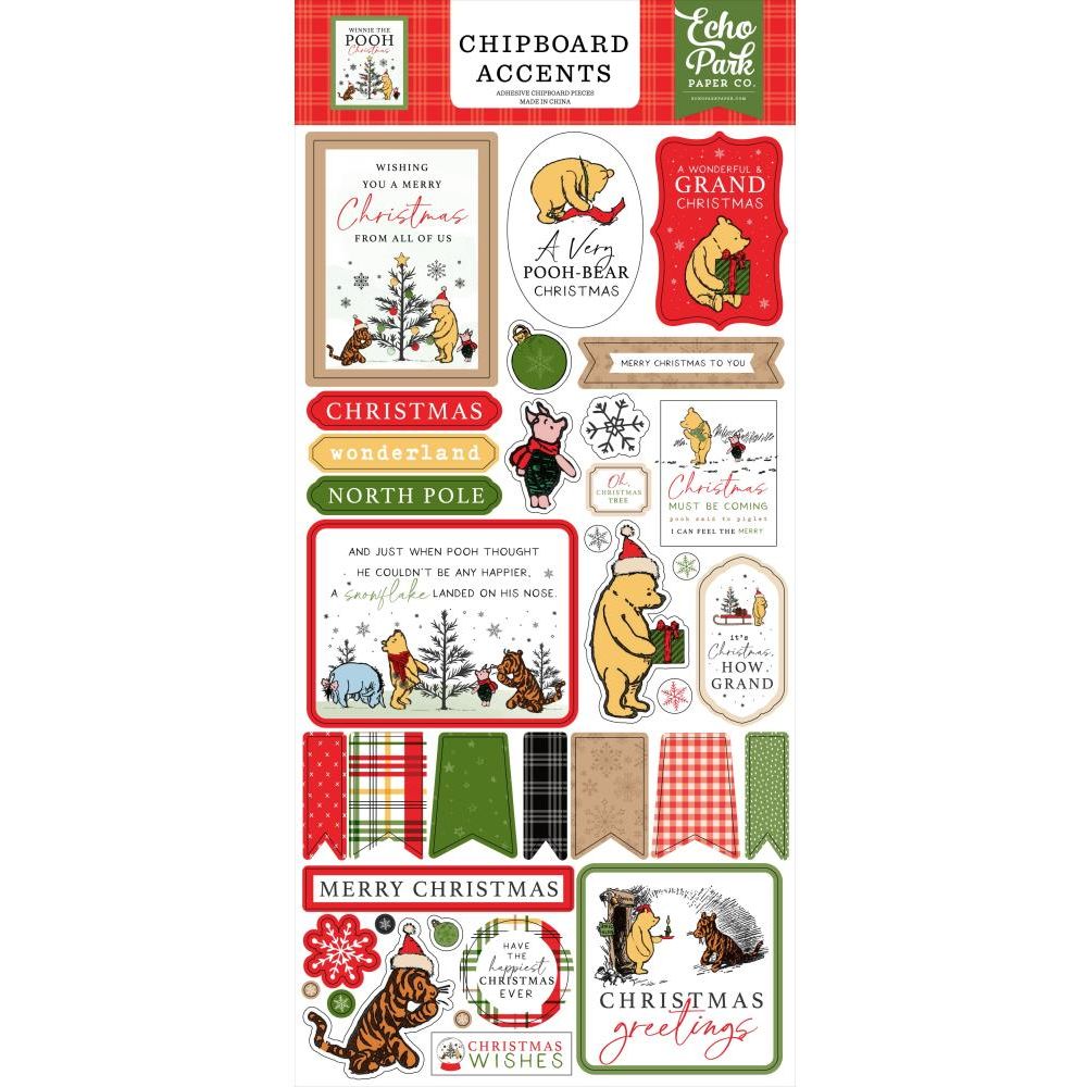 Echo Park Winnie The Pooh Christmas 6 x 13 Chipboard Accents wpc386021