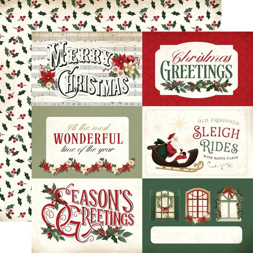 Carta Bella A Vintage Christmas 12 x 12 Collection Kit cbvc384016 6X4 Journaling Cards