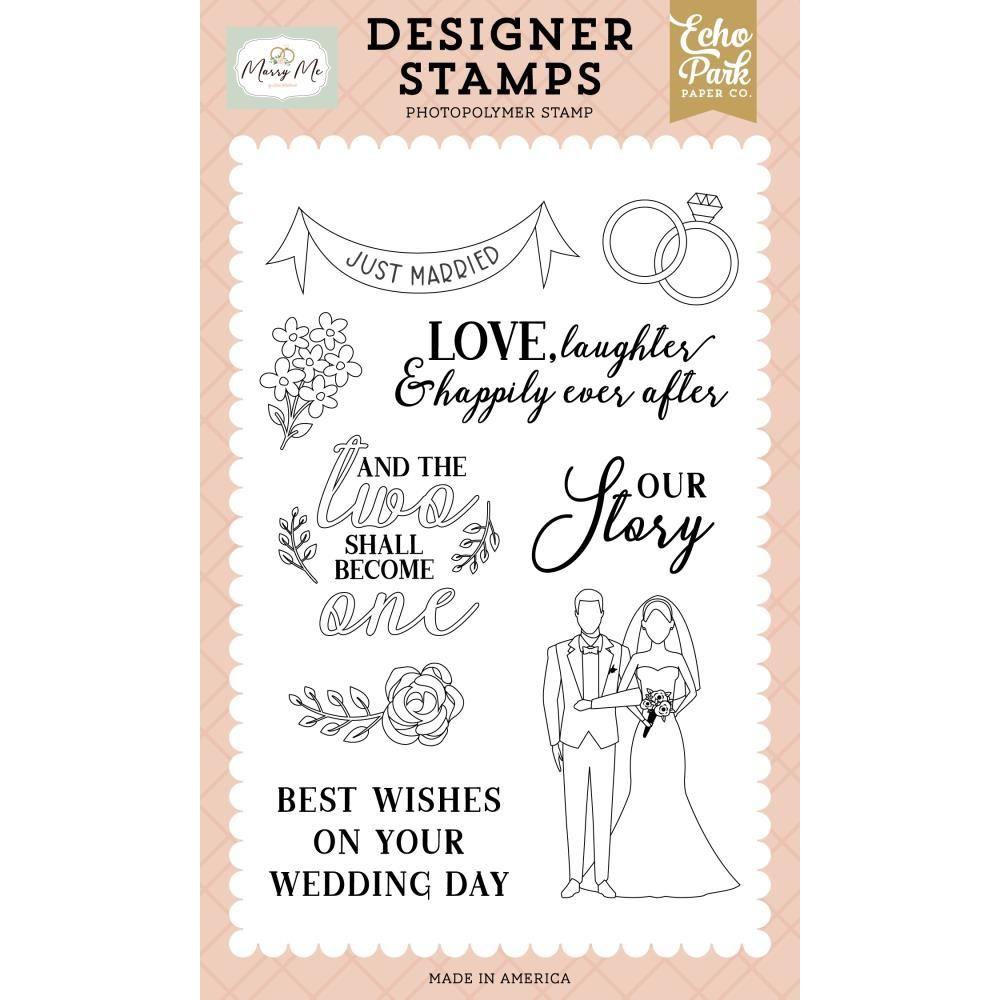 Echo Park Just Married Banner Clear Stamps 732388418527