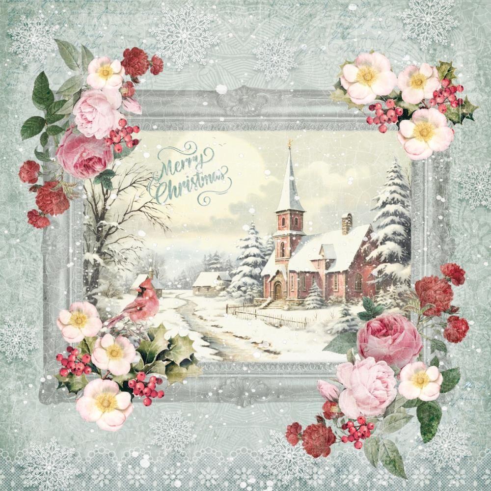 Crafter's Companion Christmas Rose 6 x 6 Paper Pad s-cr-pad6 Holiday Church