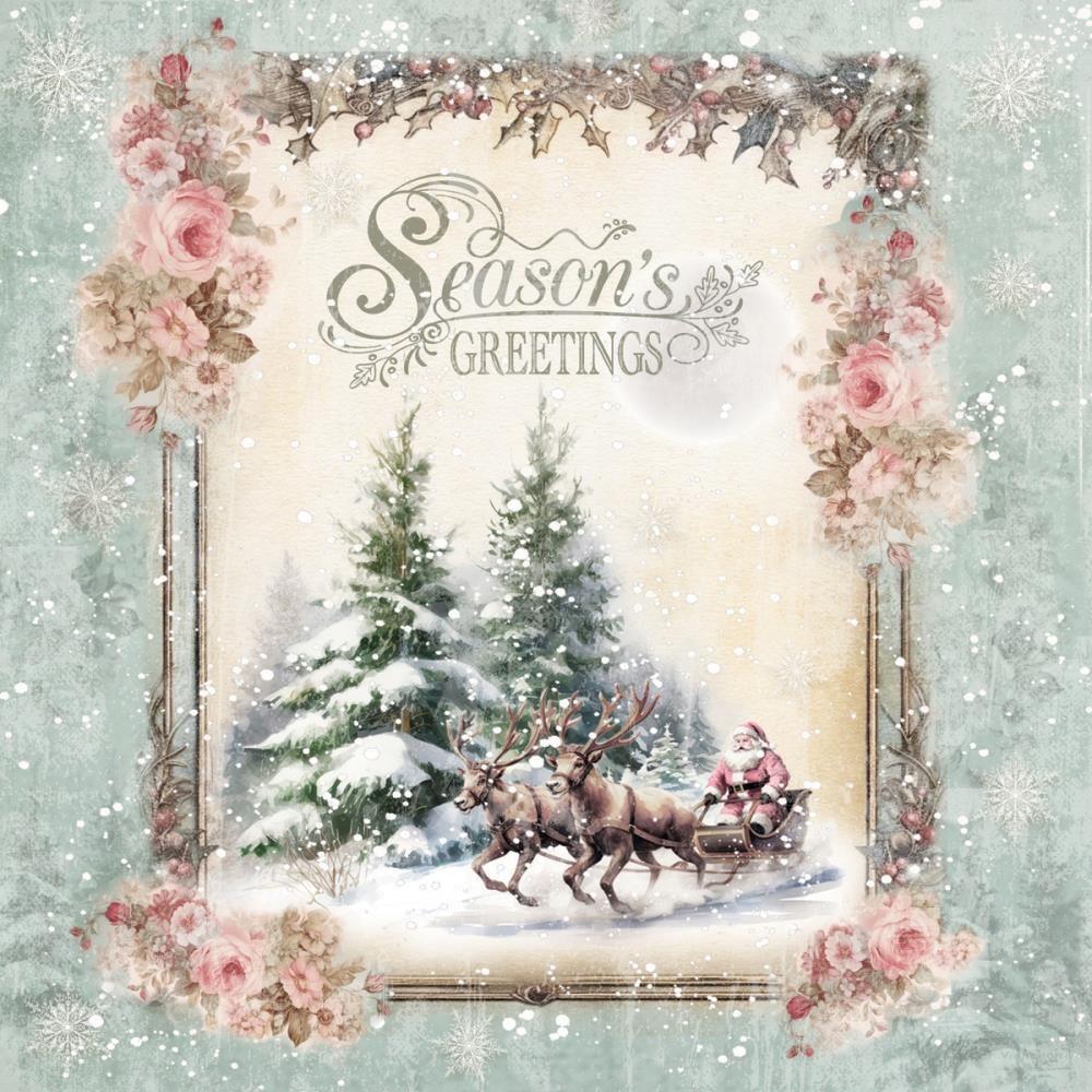 Crafter's Companion Christmas Rose 6 x 6 Paper Pad s-cr-pad6 Season's Greetings Sleigh