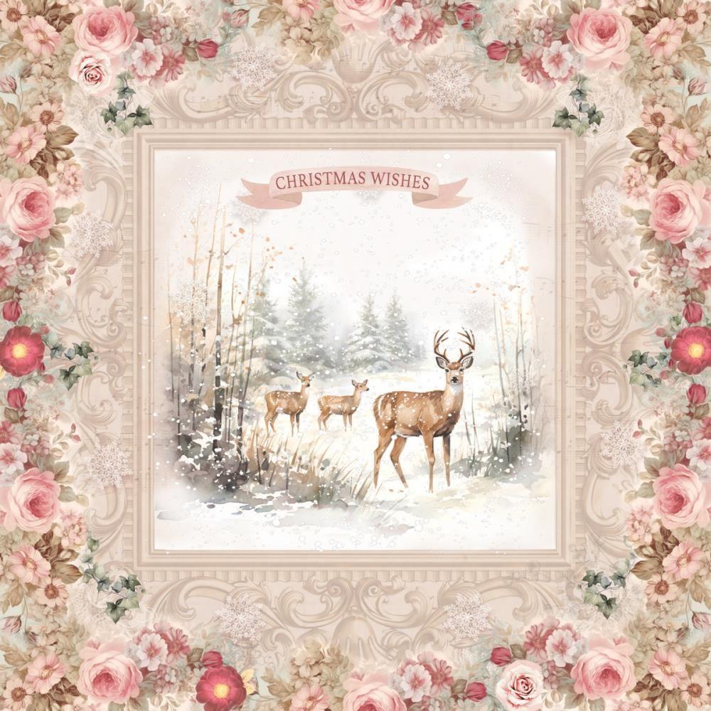 Crafter's Companion Christmas Rose 6 x 6 Paper Pad s-cr-pad6 Holiday Deer