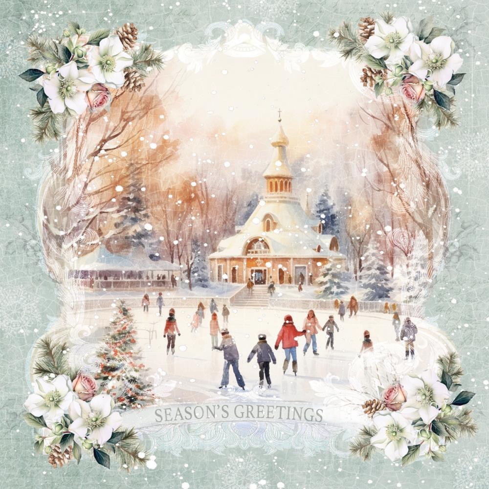 Crafter's Companion Christmas Rose 6 x 6 Paper Pad s-cr-pad6 Winter Skating Rink