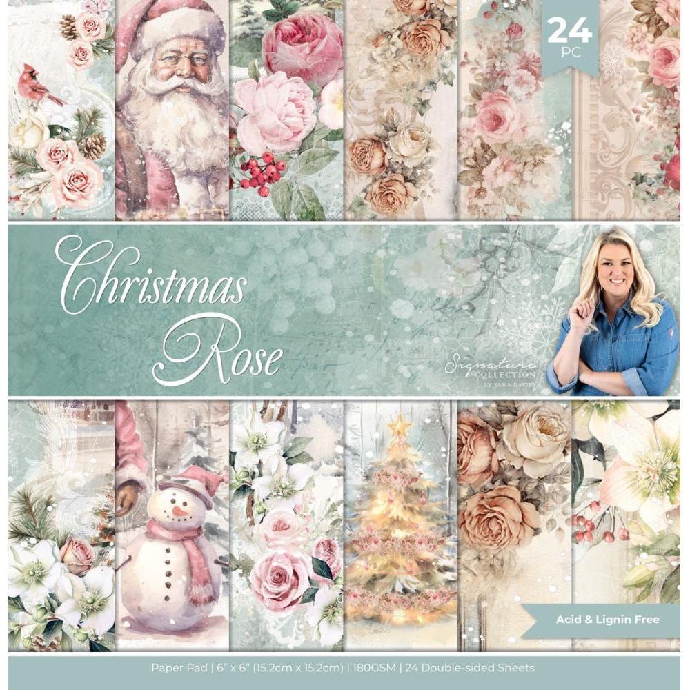 Crafter's Companion Christmas Rose 6 x 6 Paper Pad s-cr-pad6