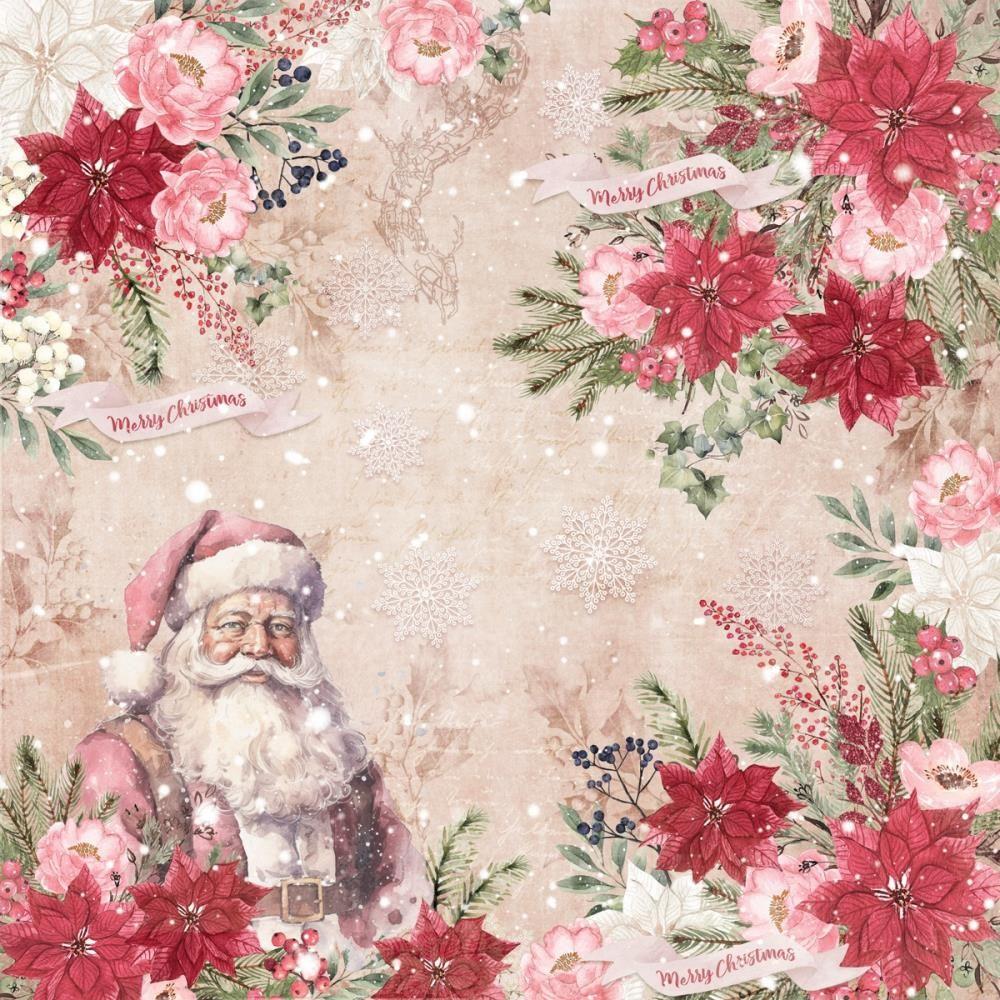 Crafter's Companion Christmas Rose 12 x 12 Paper Pad s-cr-pad12 Vintage Santa