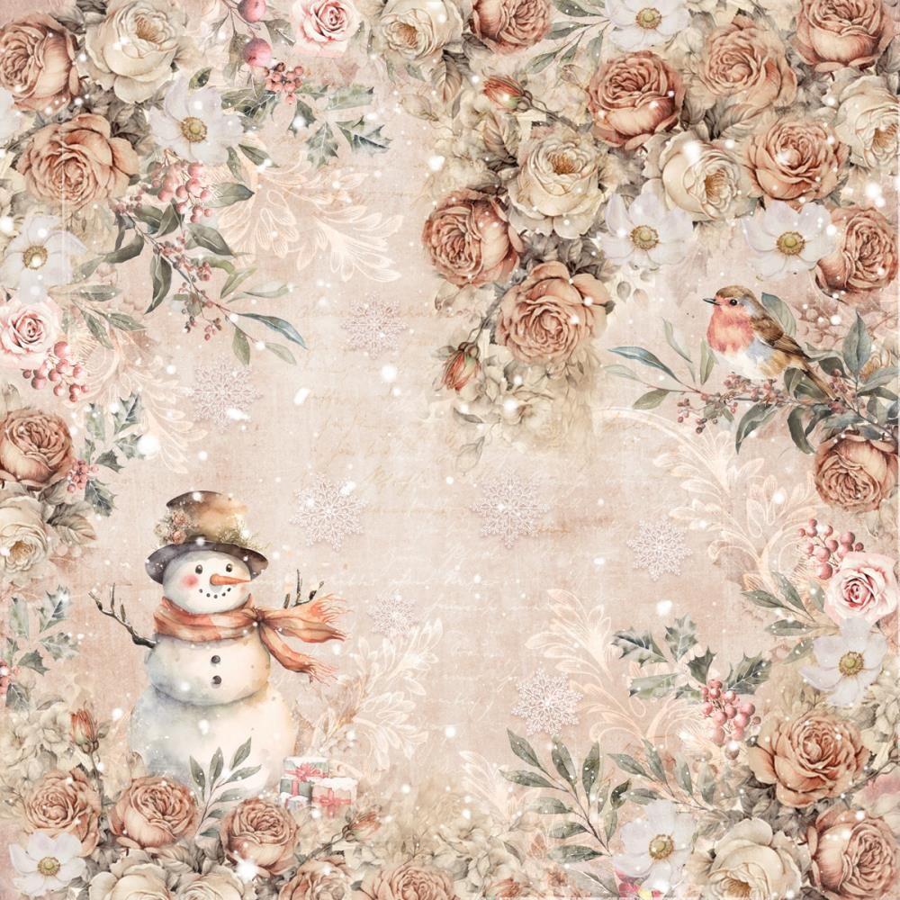 Crafter's Companion Christmas Rose 12 x 12 Paper Pad s-cr-pad12 Vintage Snowman