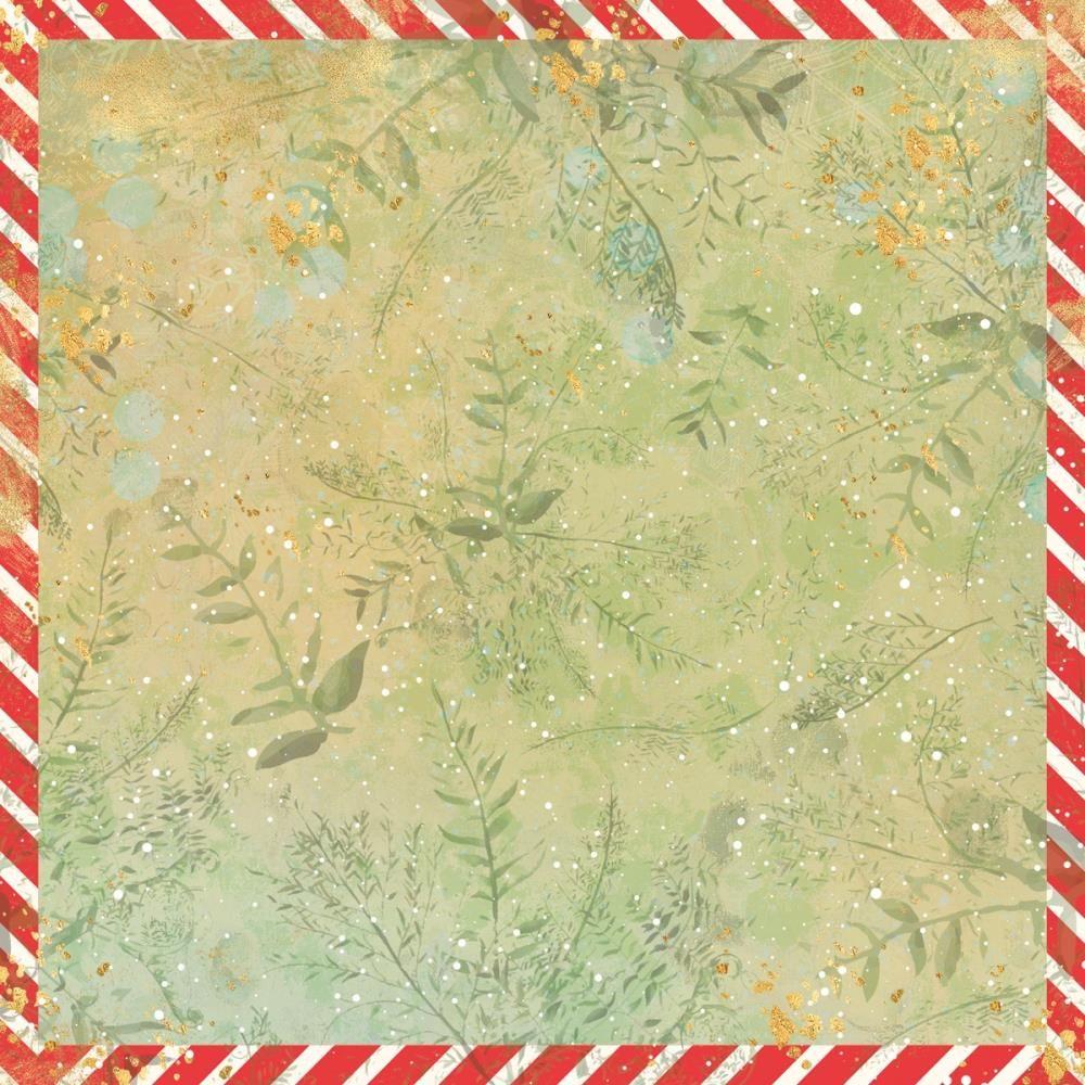 Crafter's Companion Jingle All The Way 12 x 12 Paper Pad jatw-pad12 Candy Cane Bordered Sprig