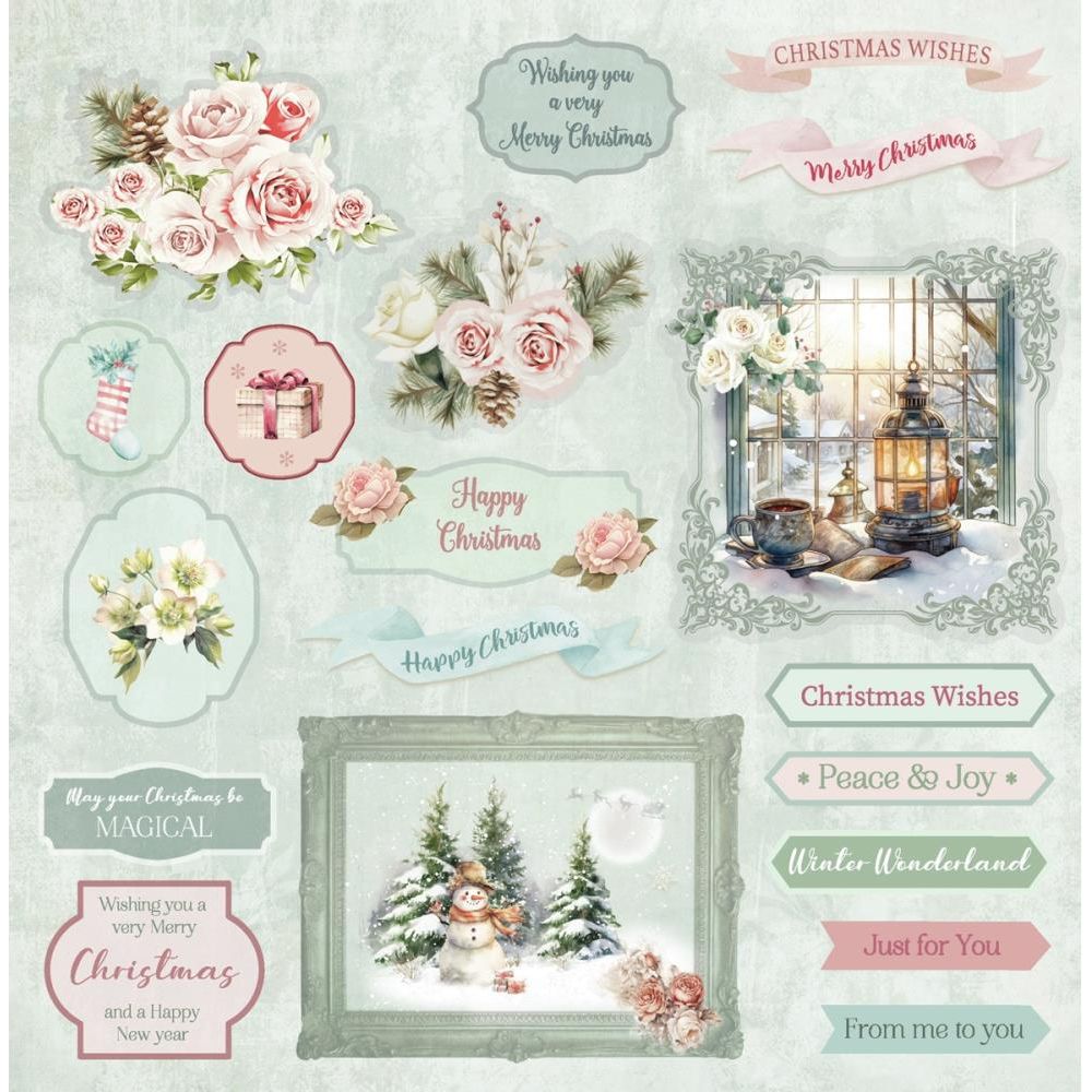 Crafter's Companion Christmas Rose 8 x 8 Topper Pad s-cr-top8 Holiday Sentiments