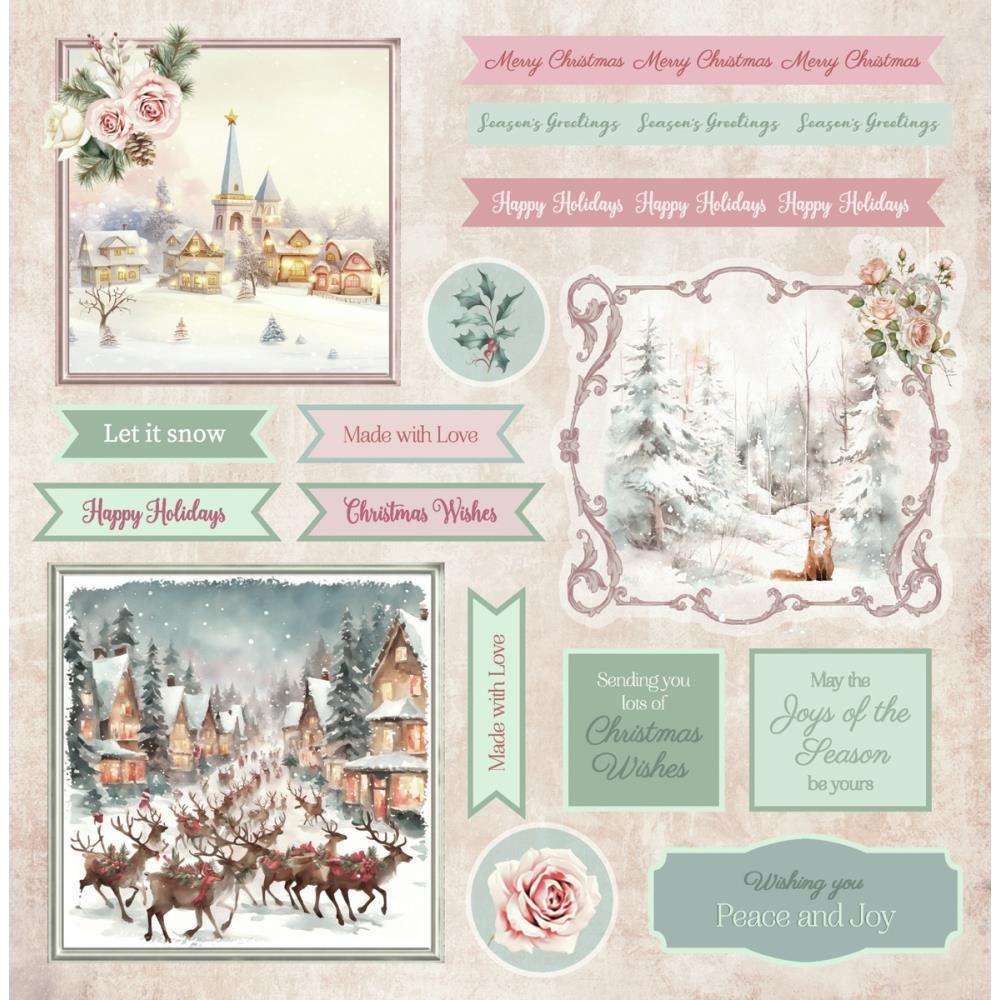 Crafter's Companion Christmas Rose 8 x 8 Topper Pad s-cr-top8 Snowy Village Scenes