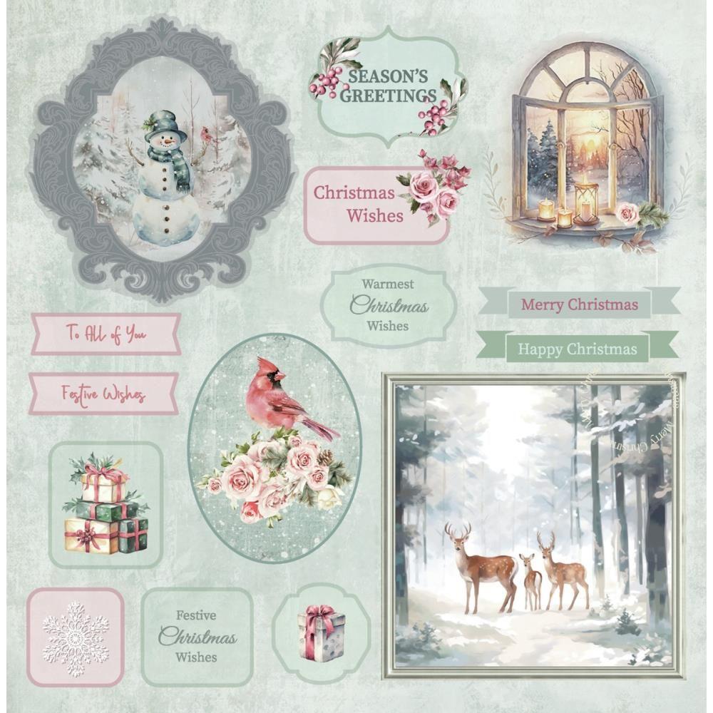 Crafter's Companion Christmas Rose 8 x 8 Topper Pad s-cr-top8 Season's Greetings Sentiments