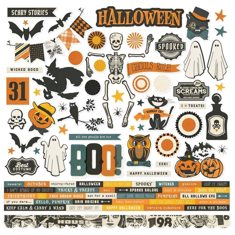 Simple Stories Vintage Scary Stories 12 x 12 Collection Kit 22800 Cardstock Stickers