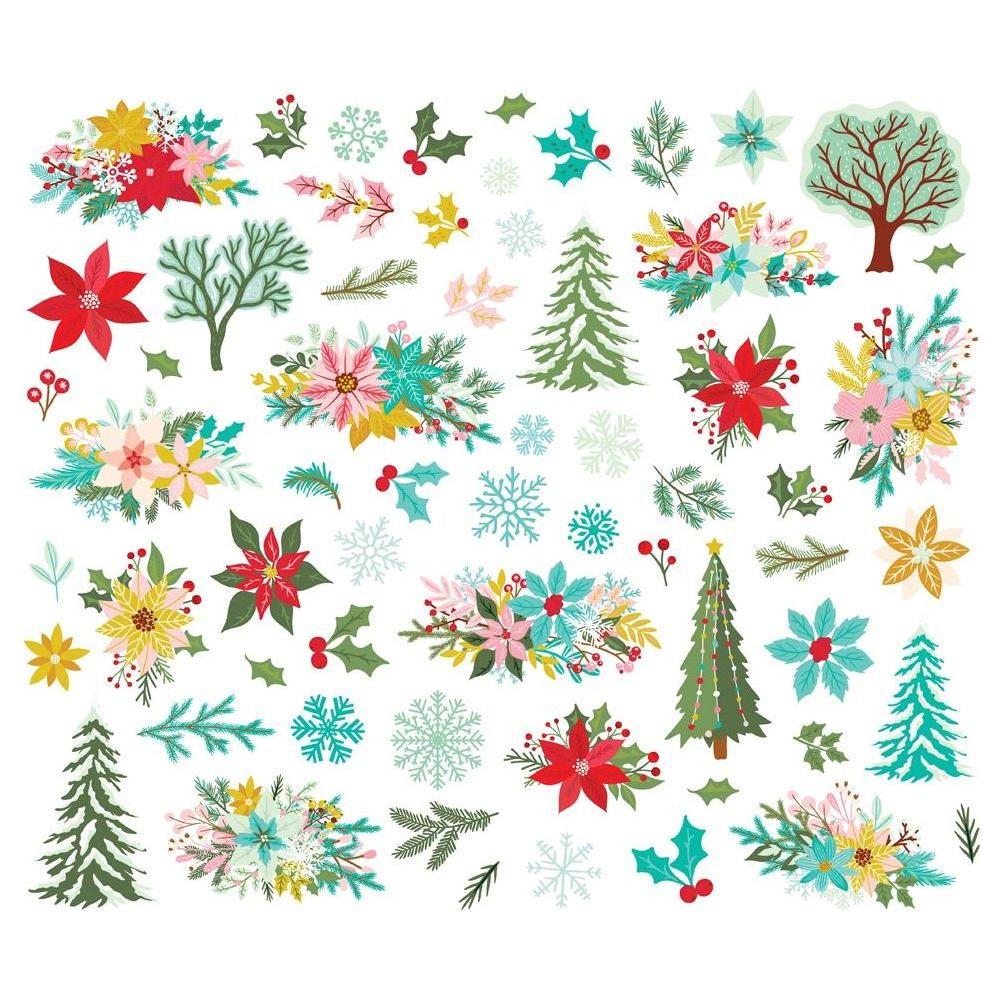 Simple Stories Snow Pine Lodge Floral Bits And Pieces 23121 Christmas Florals