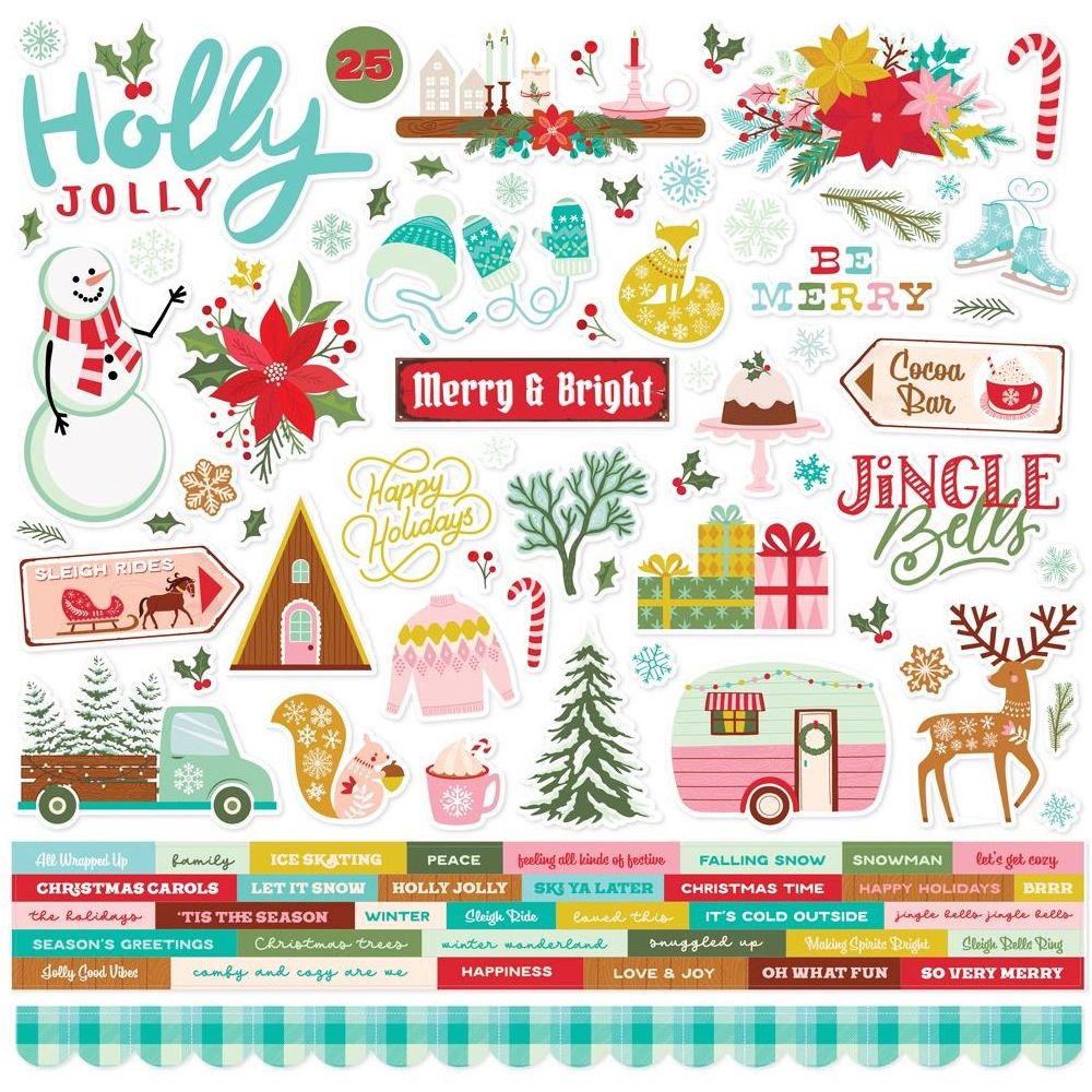 Simple Stories Snow Pine Lodge 12 x 12 Collection Kit 23100 Cardstock Stickers