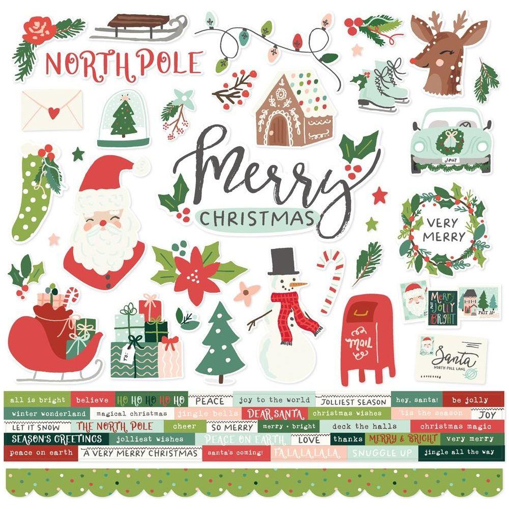 Simple Stories Santa's Village 12 x 12 Collection Kit 23000 Cardstock Stickers