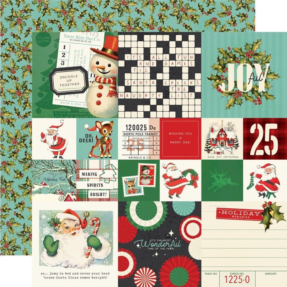 Simple Stories Vintage Holly Jolly 12 x 12 Collector's Essential Kit 23301 2X2/4X4 Elements