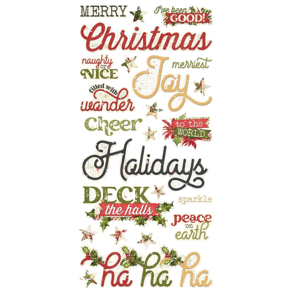 Simple Stories Vintage Yuletide Foam Stickers 23230 Christmas Phrases