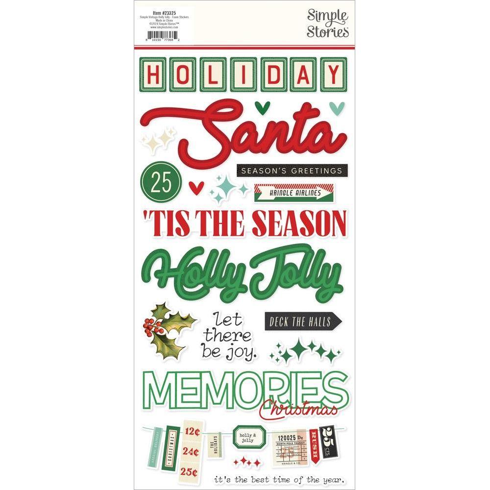 Simple Stories Vintage Holly Jolly Foam Stickers 23325 Back Of Product