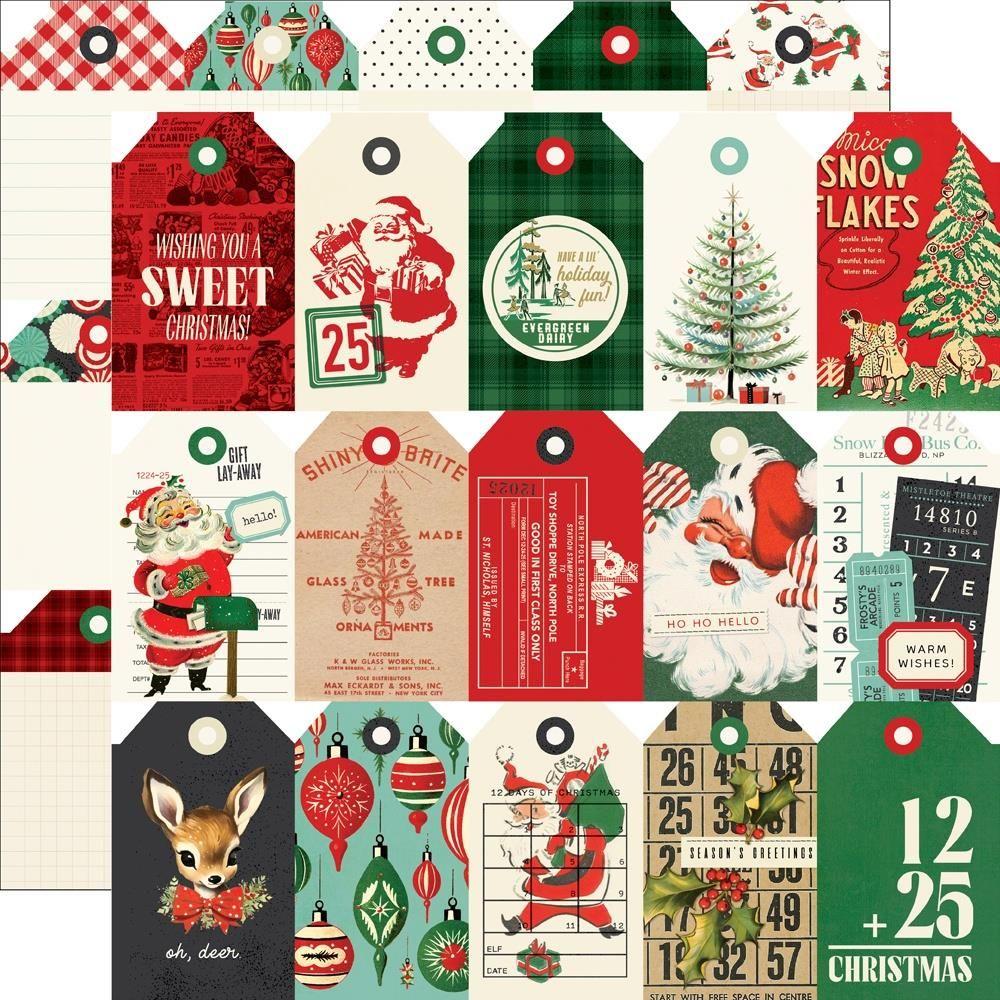 Simple Stories Vintage Holly Jolly 12 x 12 Collector's Essential Kit 23301 Tags Elements