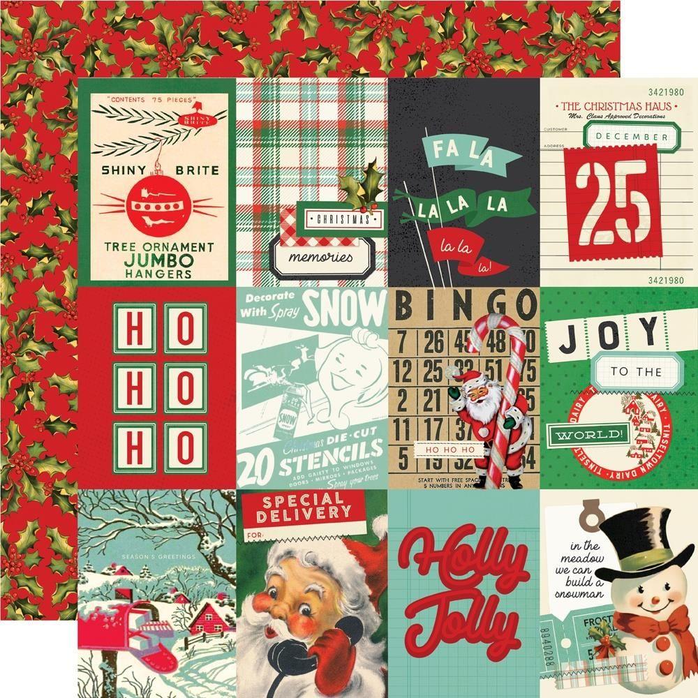 Simple Stories Vintage Holly Jolly 12 x 12 Collector's Essential Kit 23301 3X4 Elements