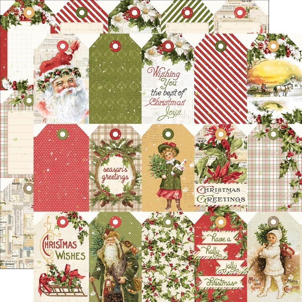 Simple Stories Vintage Yuletide 12 x 12 Collector's Essential Kit 23201 Tag Elements