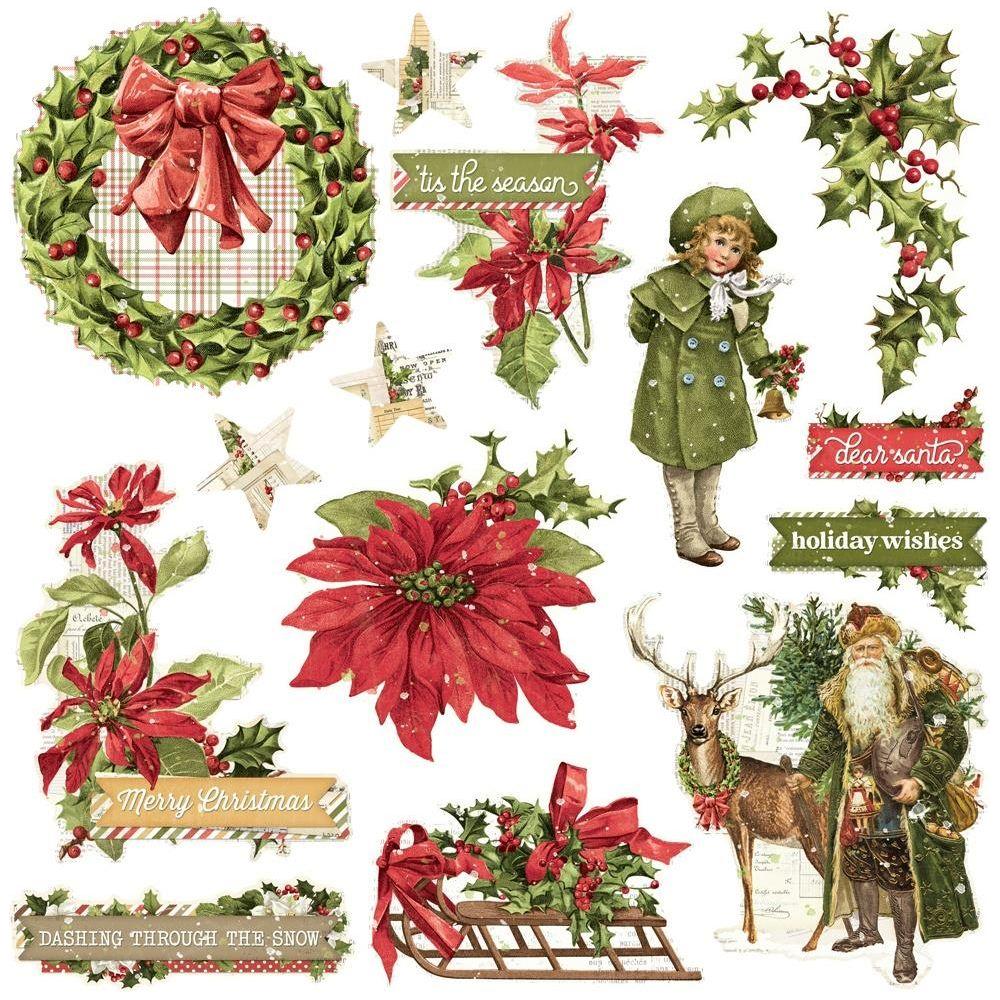 Simple Stories Vintage Yuletide Chipboard Clusters 23229 Detailed View