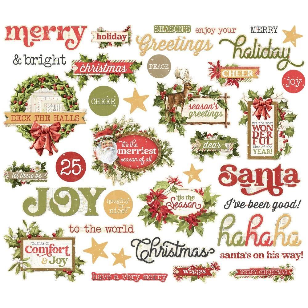 Simple Stories Vintage Yuletide Sentiment Bits And Pieces 23224 Christmas Sentiments