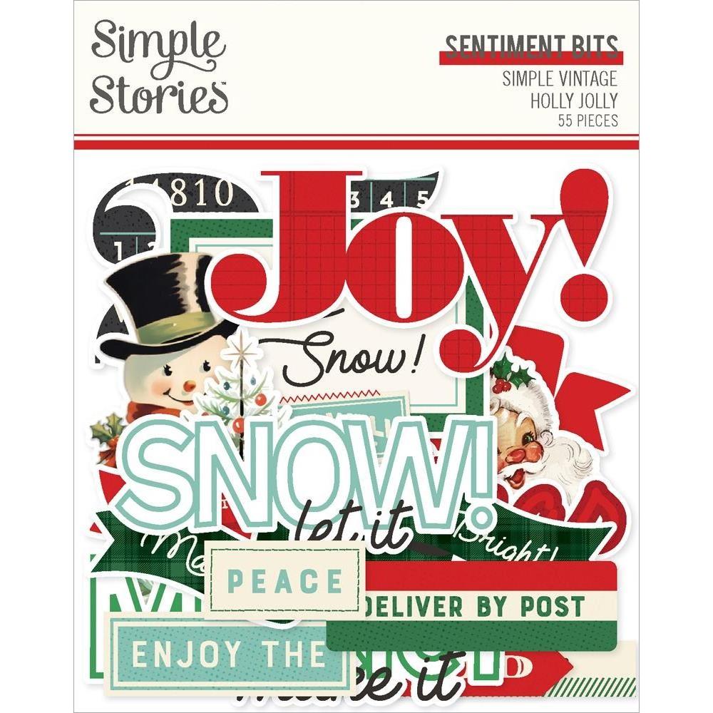 Simple Stories Vintage Holly Jolly Sentiments Bits And Pieces 23321