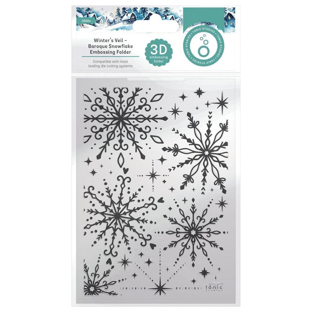 Tonic Baroque Snowflake Embossing Folder Winter's Veil 5566e