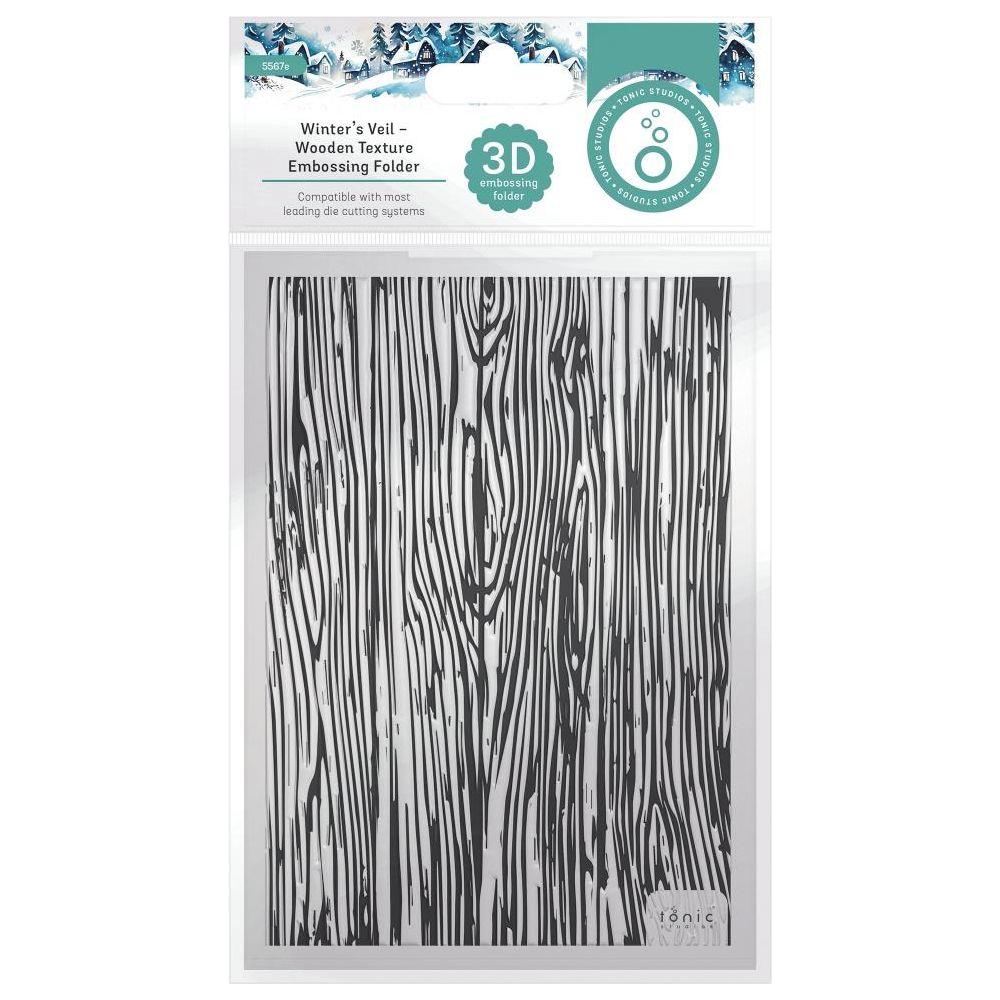 Tonic Wooden Texture Embossing Folder Winter's Veil 5567e