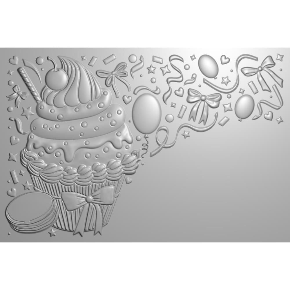 Crafter's Companion Birthday Cupcakes 3D Embossing Folder cc-3d-ef4-bicu Detailed Product Image