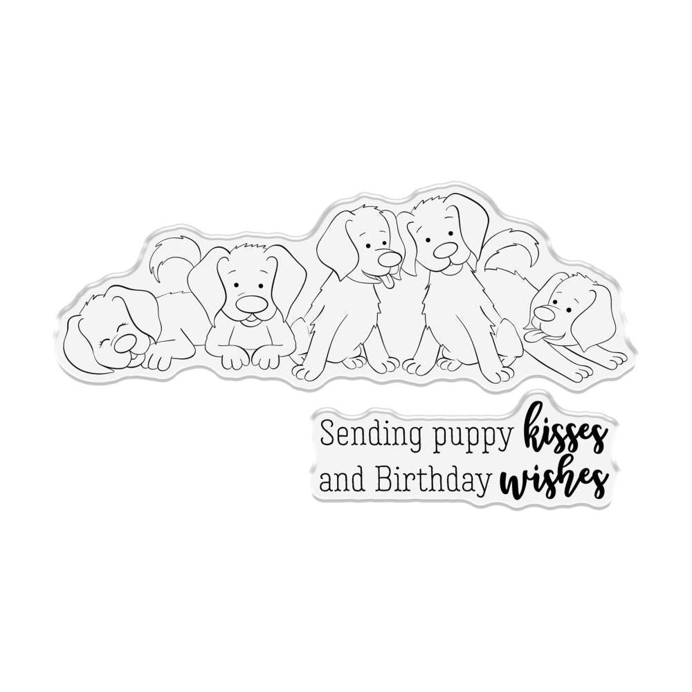 Crafter's Companion Puppies Stamp And Die Set cc-std-pup Sending Puppy Kisses And Birthday Wishes