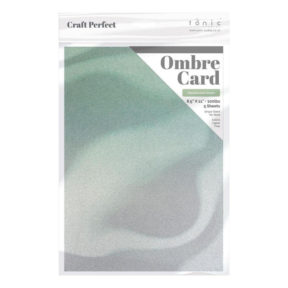 Tonic Opalescent Green 8.5 x 11 Ombre Glitter Cardstock 8920e