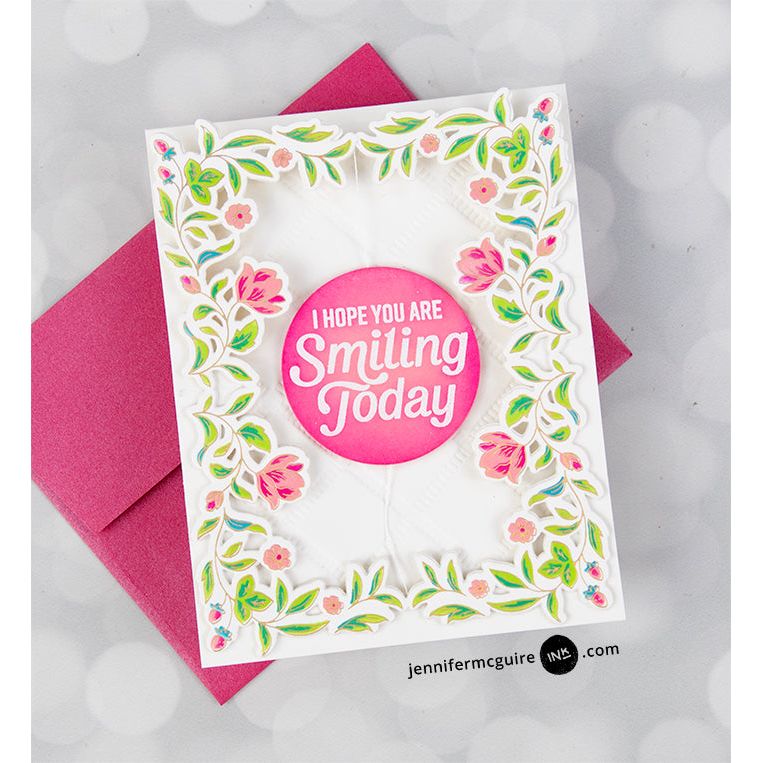 Pinkfresh Studio Happy Vibes Sentiments Clear Stamps 240024 Smiling Today Card | color-code:ALT04