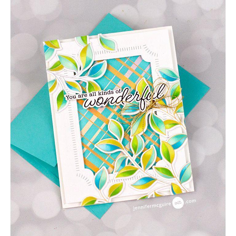 Pinkfresh Studio Diagonal Plaid And Plaid Press Plates Bundle Floral Wonderful Card | color-code:ALT06