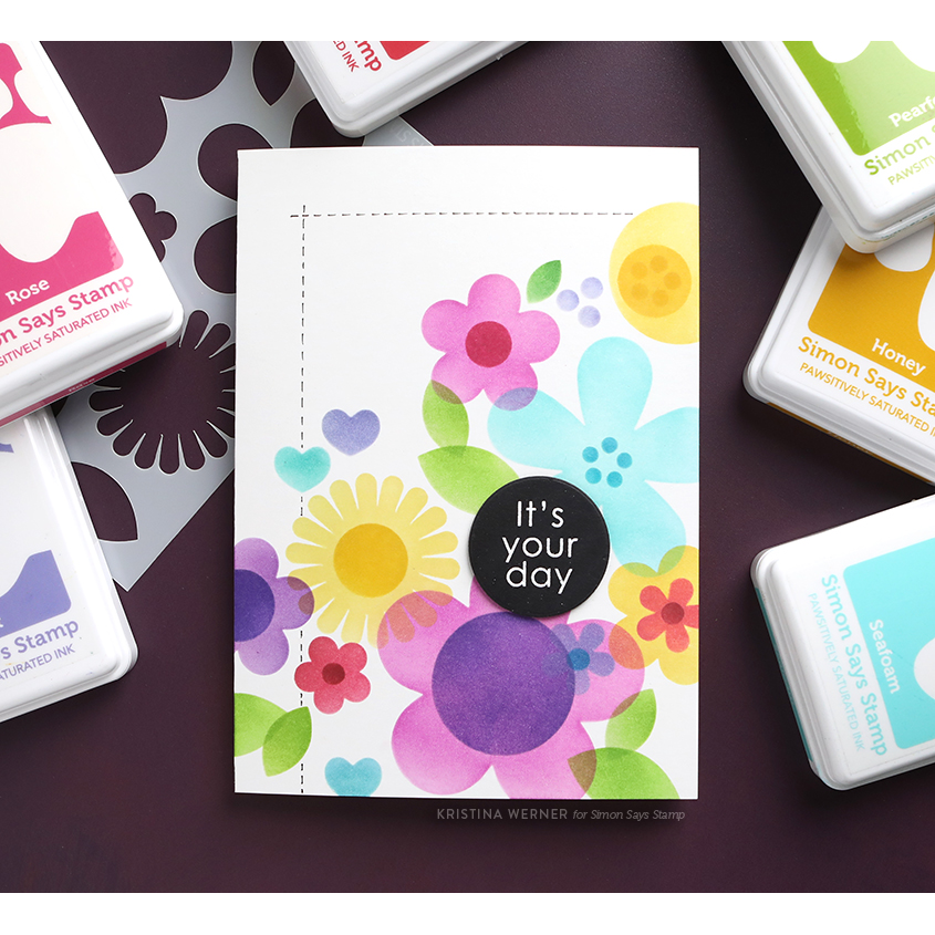 Simon Says Stamp Stencil Flower Power 1000stc Celebrate Your Day Card | color-code:ALT07