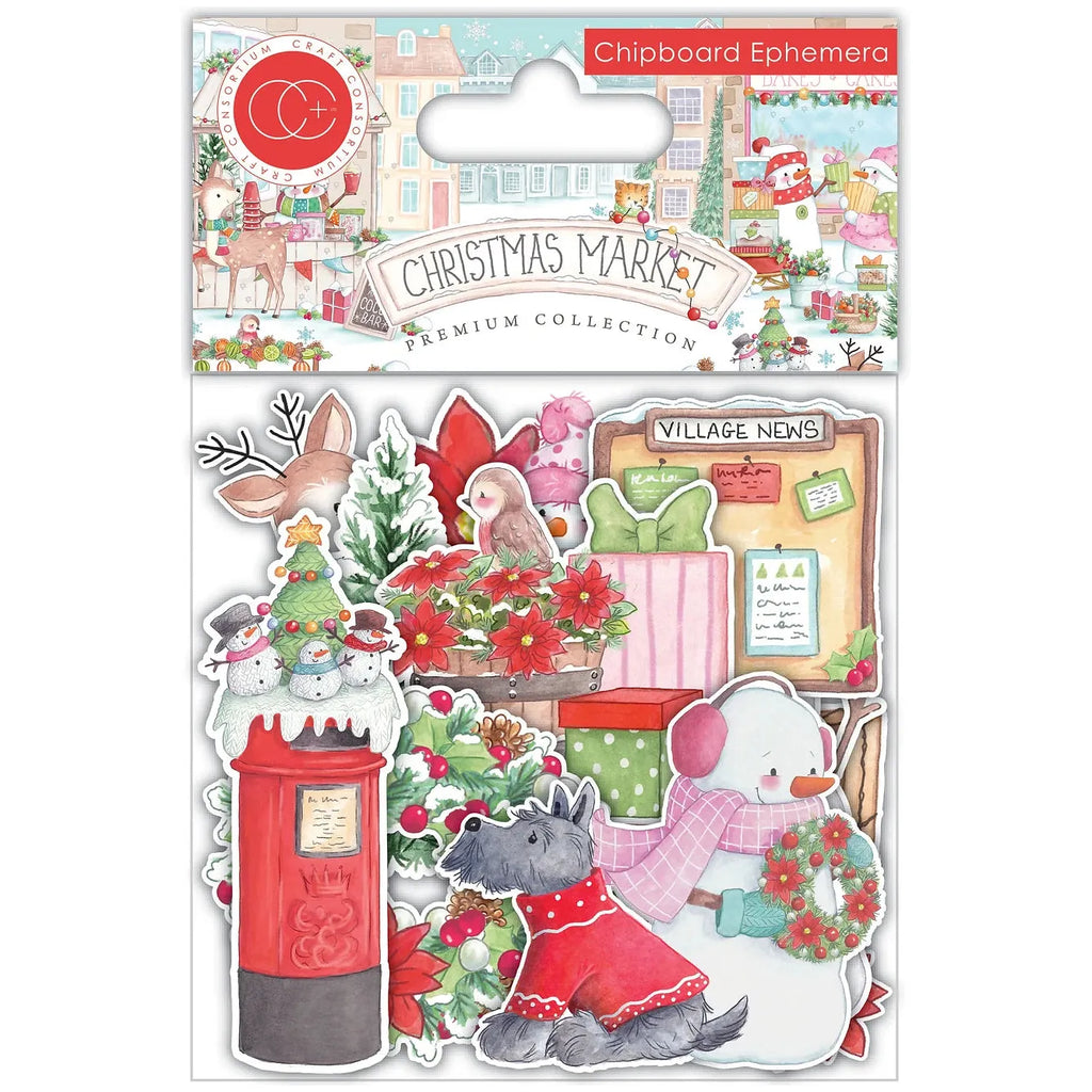 Craft Consortium Christmas Market Christmas Market Chipboard Ephemera Pack cceph012