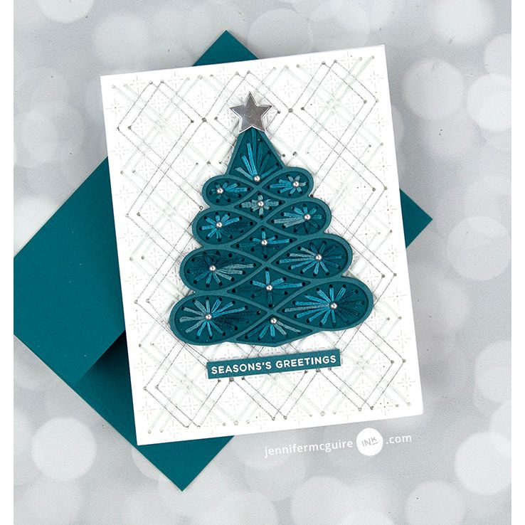 S5-596 Spellbinders Stitched Christmas Tree Etched Dies season's greetings | color-code:ALT01