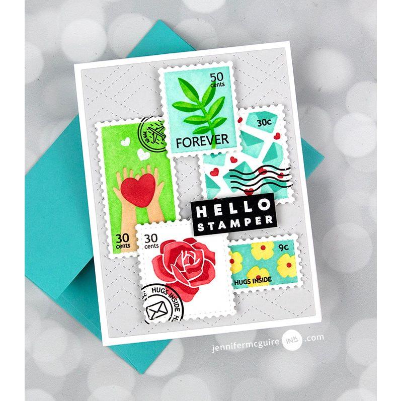 Waffle Flower Postage Collage Everyday Stencil 421394 hello stamper | color-code:ALT01