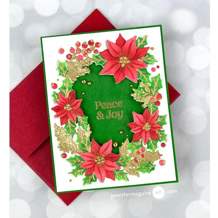 Hero Arts Fancy Cuts Dies Color Layering Poinsettia Window df140 peace and joy | color-code:ALT01