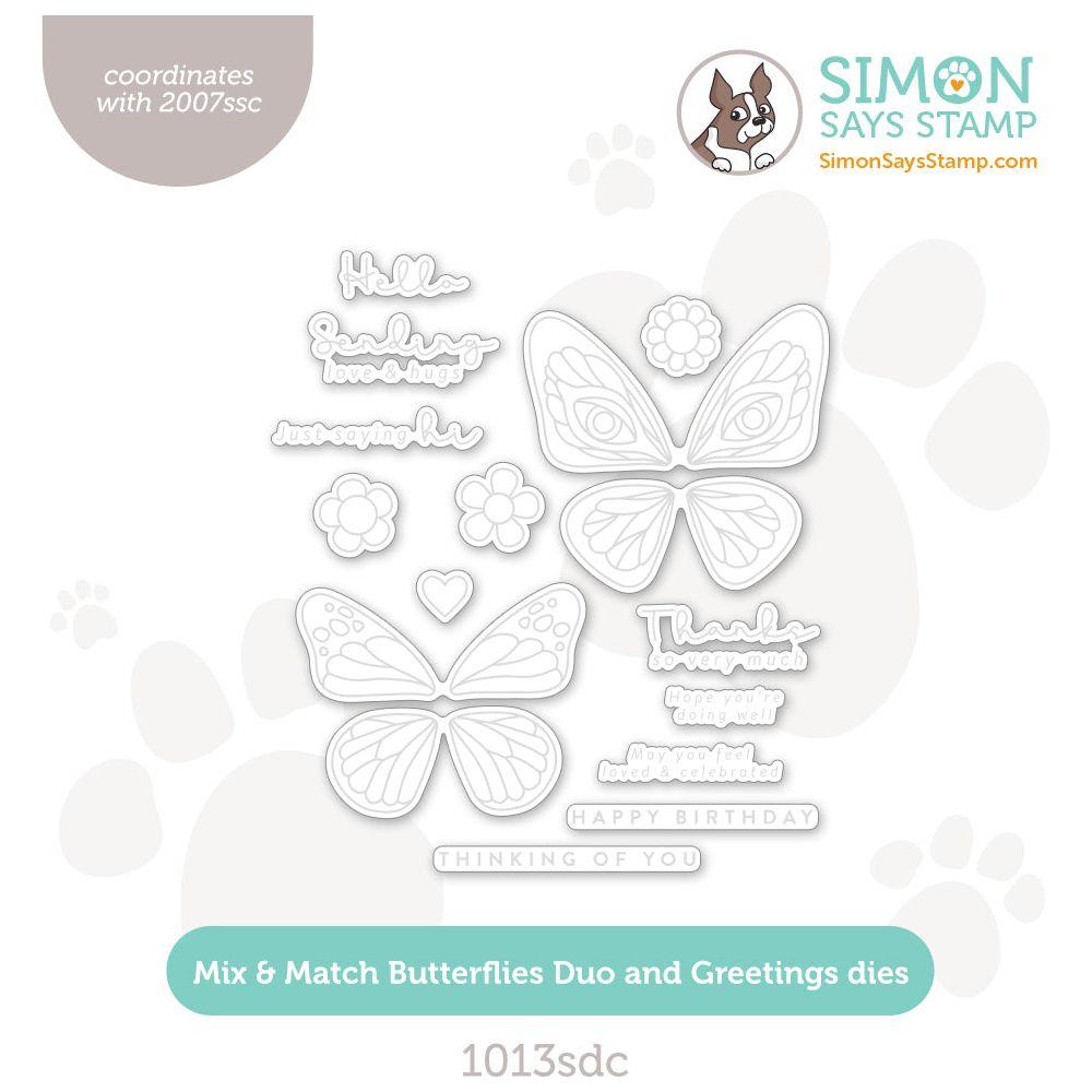 Simon Says Stamp Mix and Match Butterflies Duo and Greetings Wafer Dies 1013sdc Splendor