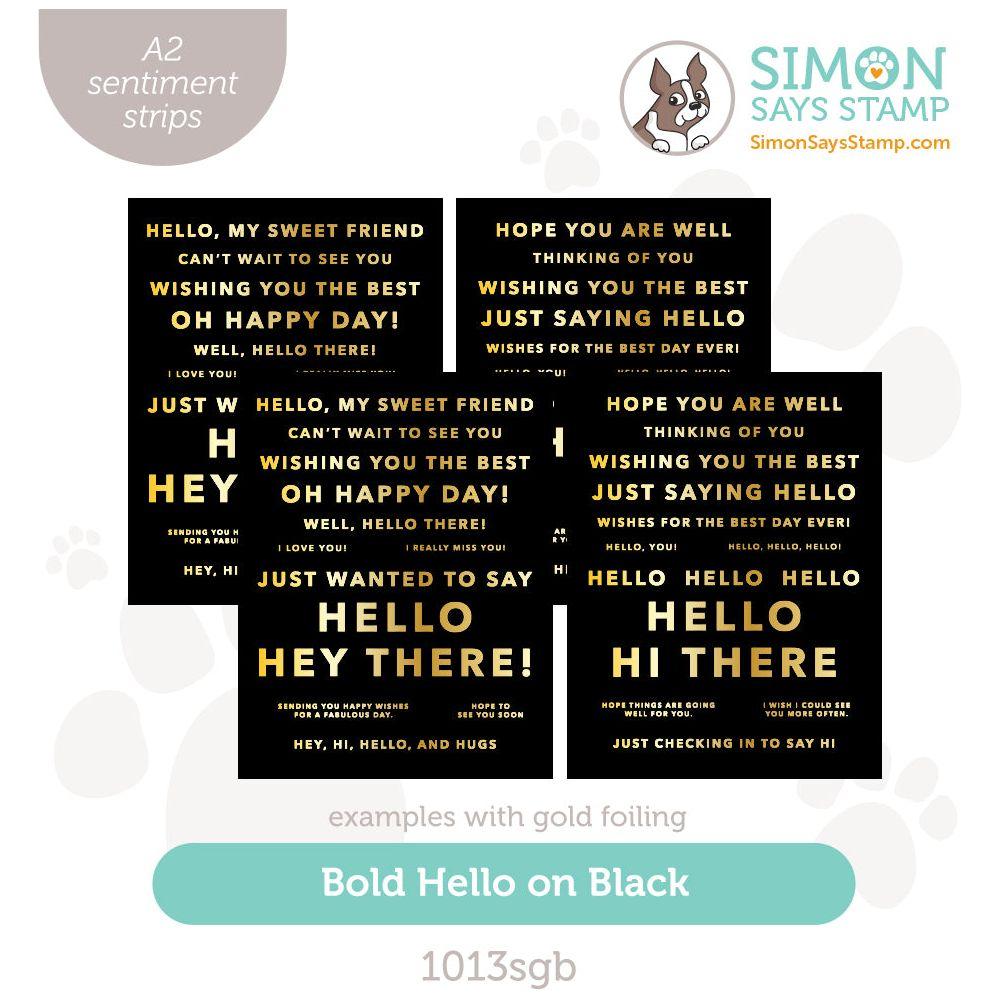 Simon Says Stamp Sentiment Strips Bold Hello Black On Black 1013sgb Cheering For You