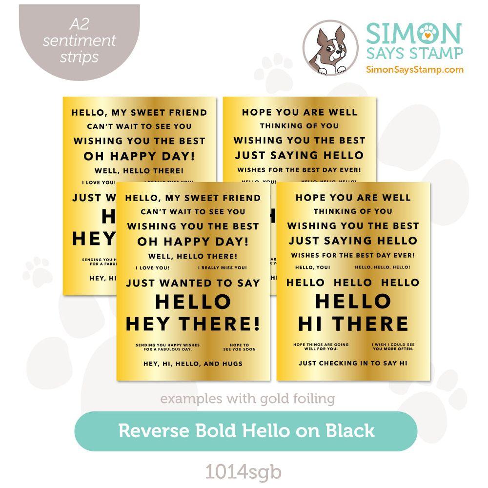 Simon Says Stamp Sentiment Strips Reverse Bold Hello Black on Black 1014sgb Cheering for You