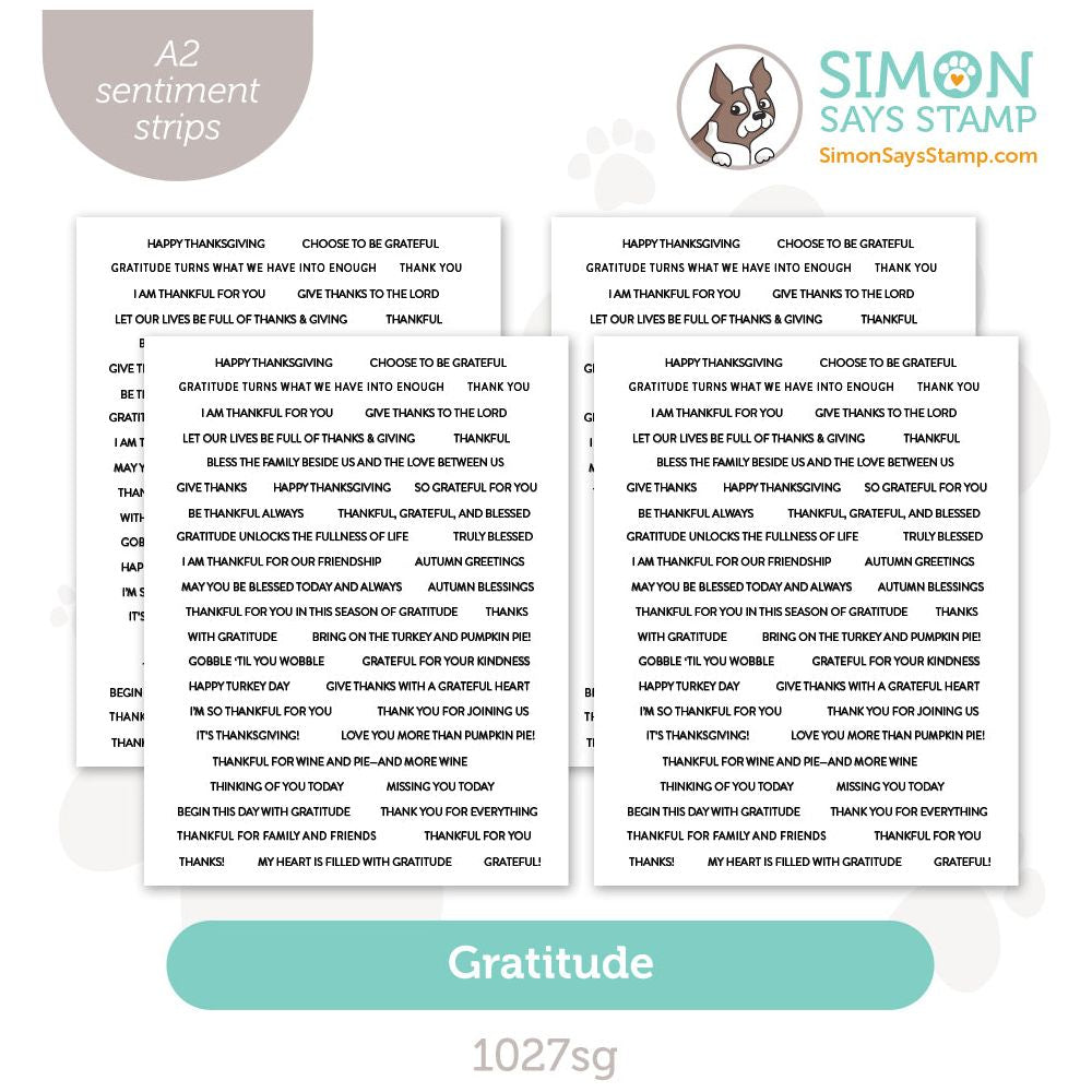 Simon Says Stamp Sentiment Strips Gratitude 1027sg Festive Fun