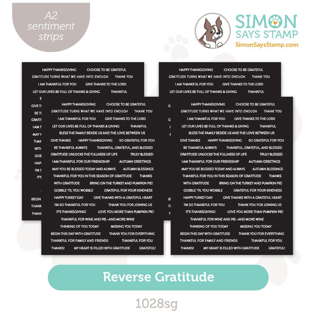 Simon Says Stamp Sentiment Strips Reverse Gratitude 1028sg Festive Fun