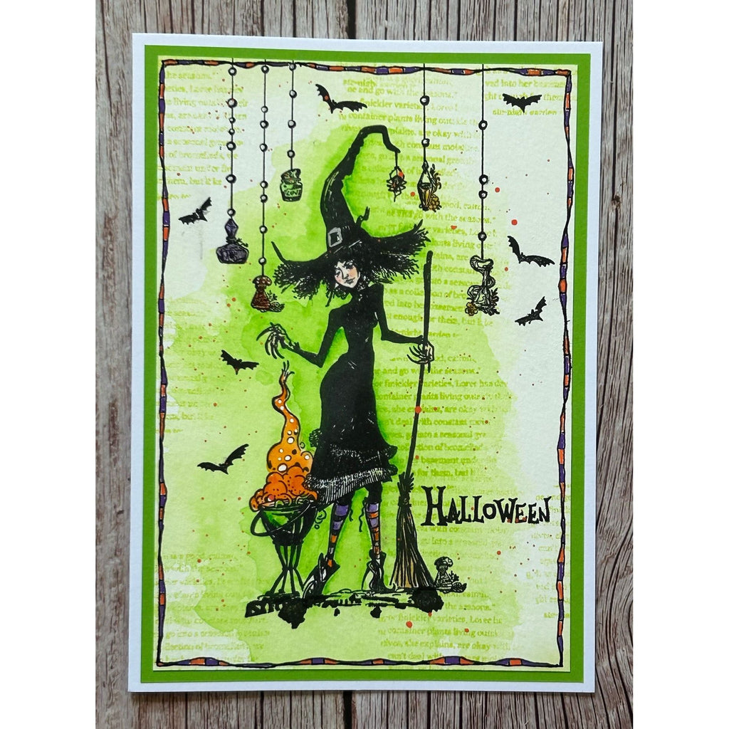 AALL & Create Miss Bubbles A6 Clear Stamps aall1054 halloween witch