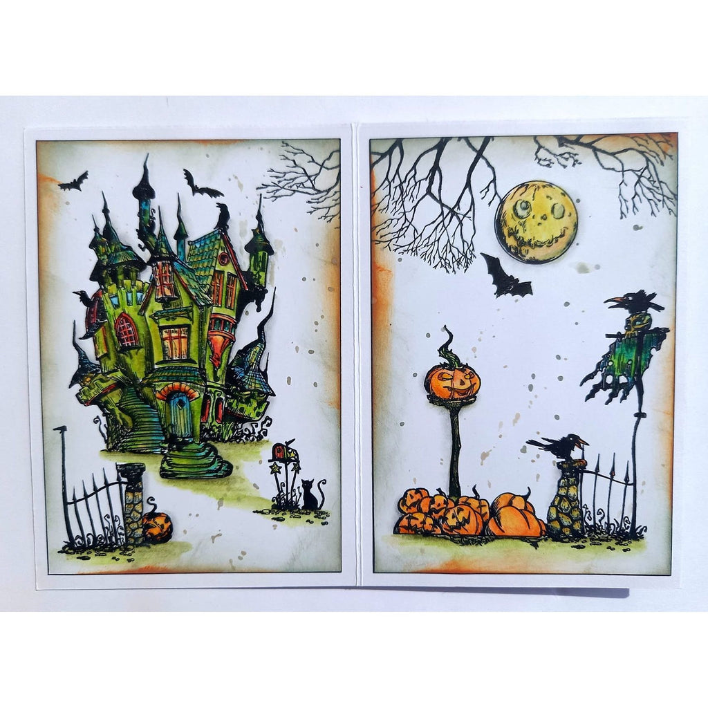 AALL & Create Blood Moon Oak A6 Clear Stamps aall1056 haunted house