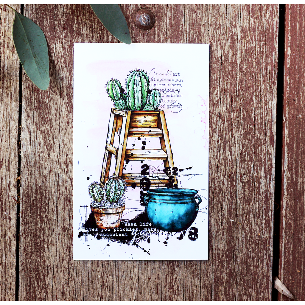 AALL & Create Prickly Plants A7 Clear Stamps 1075 step ladder