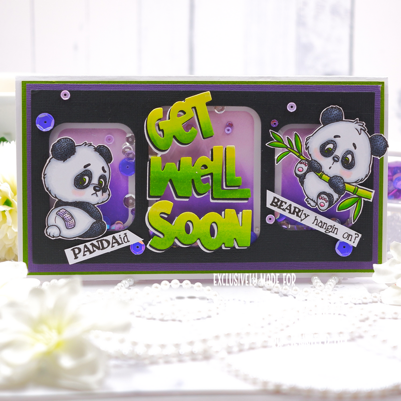 Whimsy Stamps Panda Get Well Clear Stamps 1239a purple