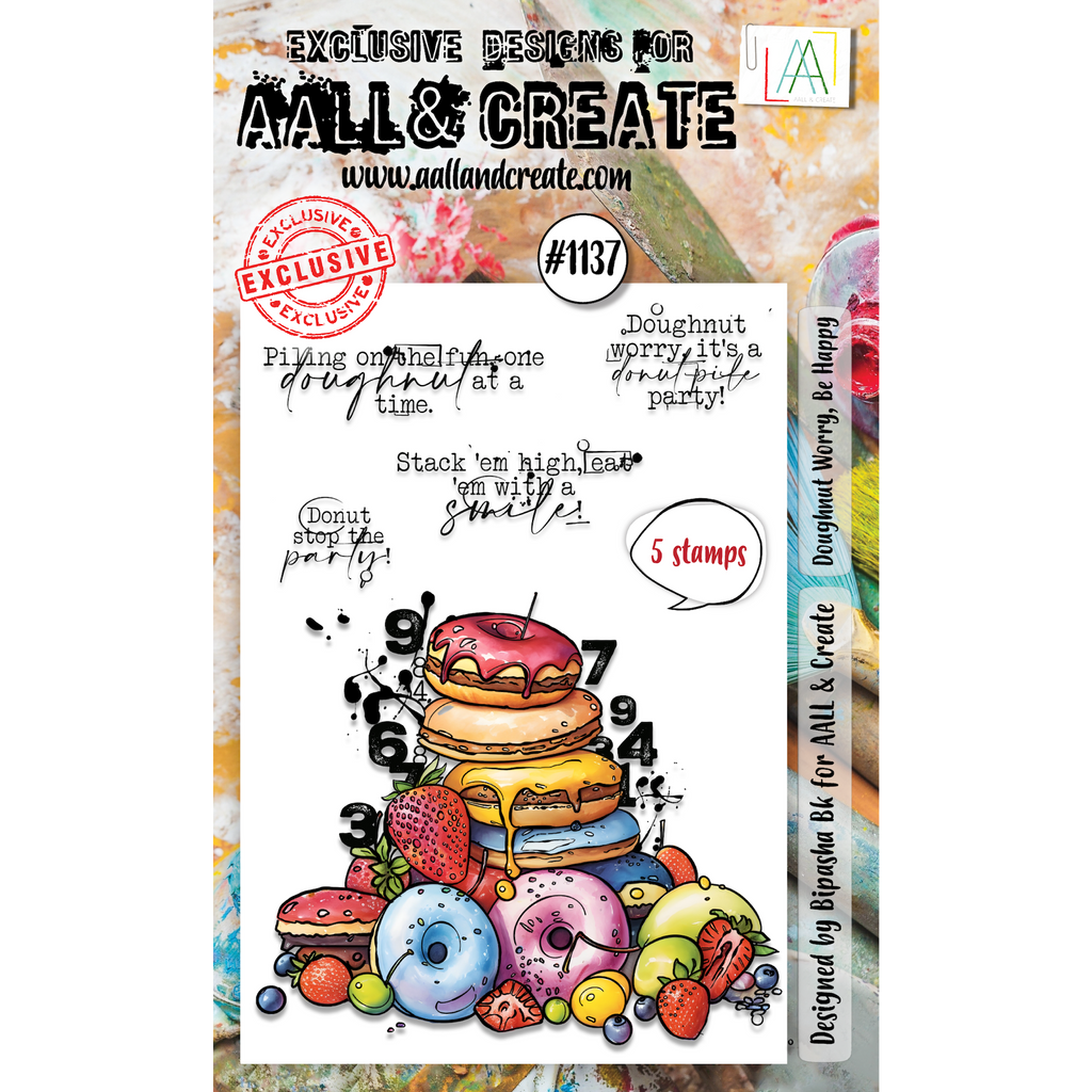 AALL & Create Doughnut Worry, Be Happy A6 Clear Stamps 1137