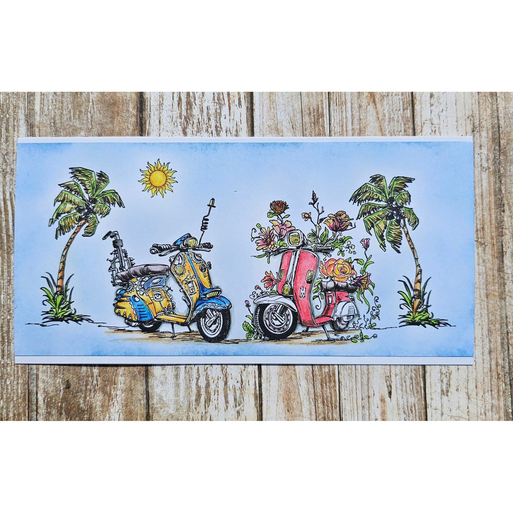 AALL & Create Beach Bikers A6 Clear Stamps 1185 scooters